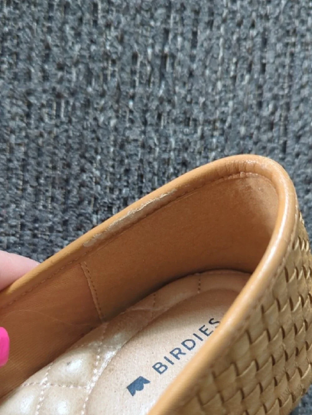 Birdies Tan Woven Pointed-Toe Flats with Bow - Picture 6 of 8